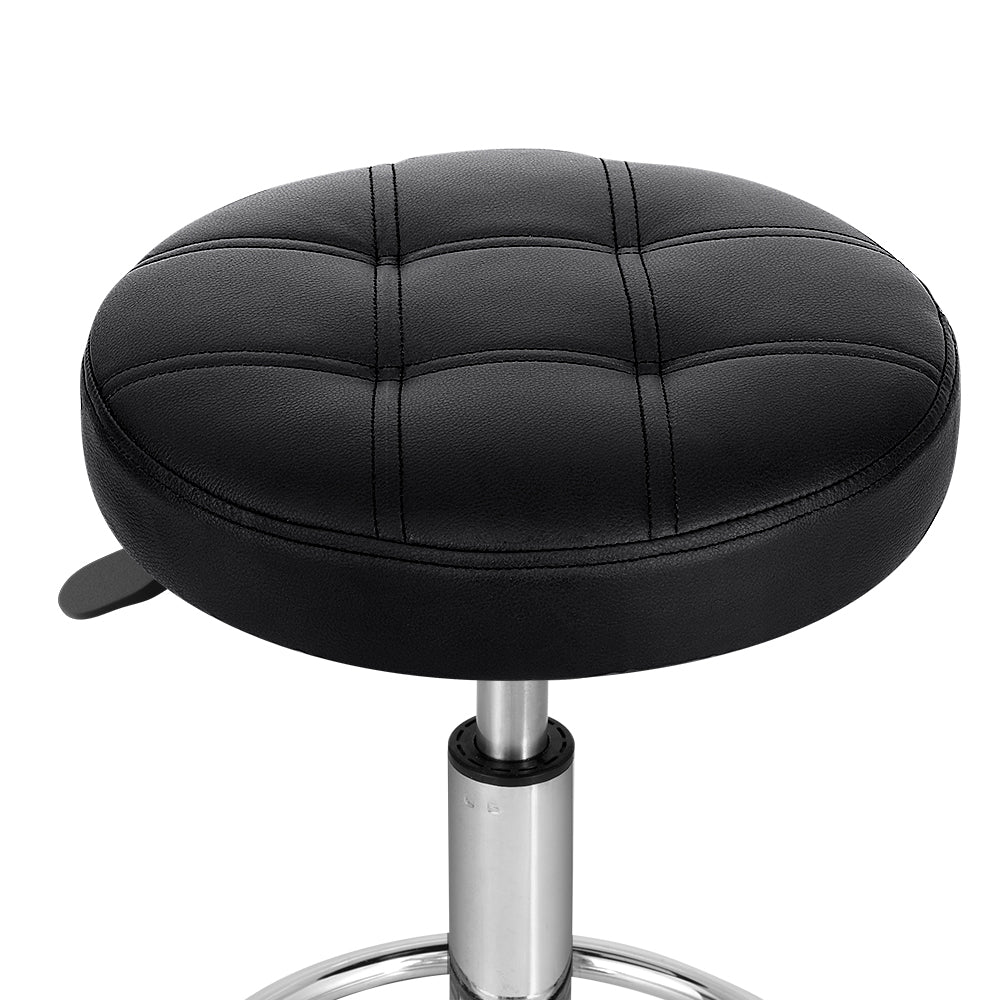 Artiss Salon Stool Swivel Height Adjustable Round Barber Spa Chair PU Black