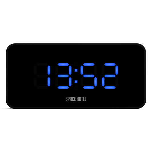 Newgate Space Hotel Hypertron Alarm Clock Black Case - Black Lens - Blue Led